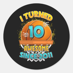 10e verjaardag basketbal Ik draaide 10 Jaar Oud Gi Ronde Sticker