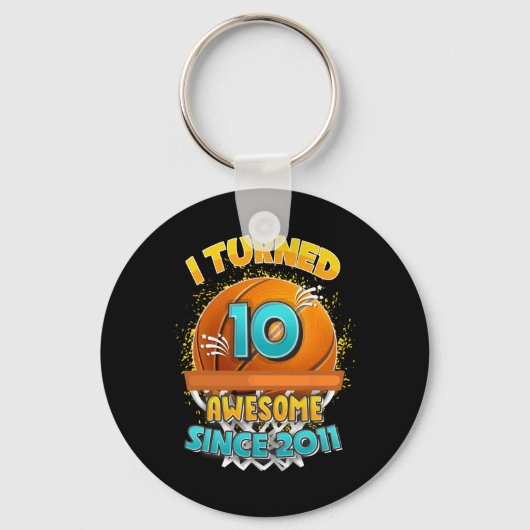 10e verjaardag basketbal Ik draaide 10 Jaar Oud Gi Sleutelhanger (Voorkant)