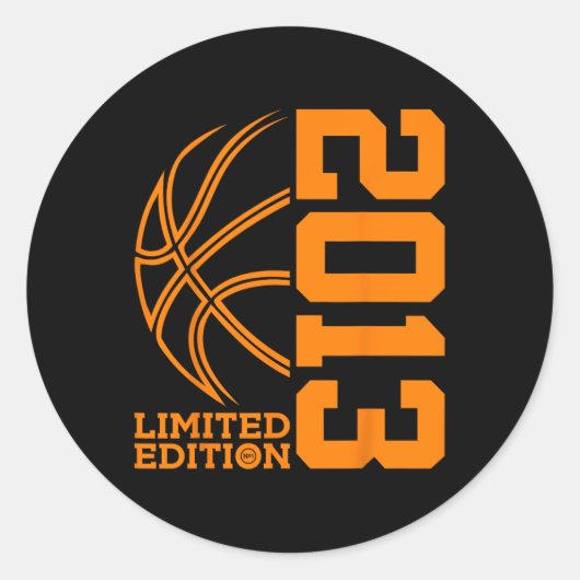 10E VERJAARDAG BASKETBAL LIMITED EDITION 2013 RONDE STICKER (Voorkant)