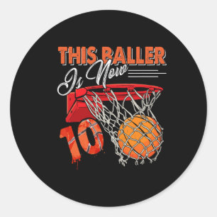 10e verjaardag basketbal plezier 10 jaar oud Kinde Ronde Sticker