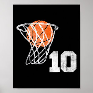 10e verjaardag basketbal tien 10 jaar oud jongens poster