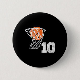 10e verjaardag basketbal tien 10 jaar oud jongens ronde button 5,7 cm