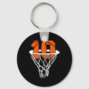 10e verjaardag basketbal tien 10 jaar oud jongens sleutelhanger