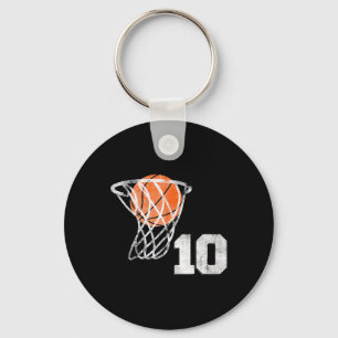 10e verjaardag basketbal tien 10 jaar oud jongens sleutelhanger
