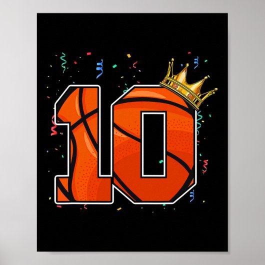 10e verjaardag Basketball Big Number 10 jaar oude  Poster (Voorkant)