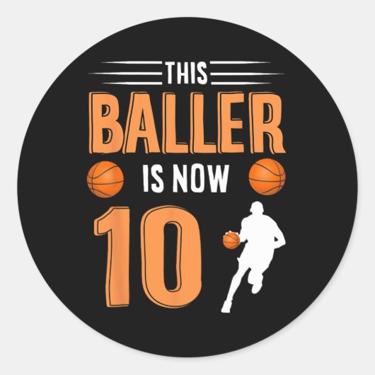 10e verjaardag Basketball Deze Baller is nu 10 Ronde Sticker (Voorkant)