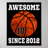 10e verjaardag Basketball Player 10 jaar oud Vinta Poster (Voorkant)