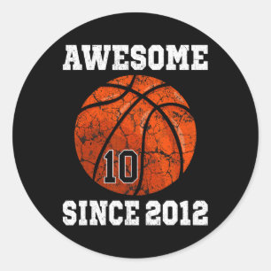 10e verjaardag Basketball Player 10 jaar oud Vinta Ronde Sticker