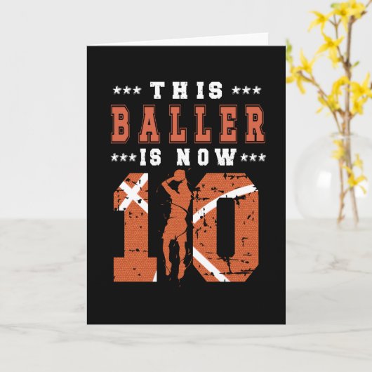10e verjaardag Basketball Player 10-jarige jongen Kaart (Gele Bloem)