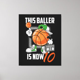 10e verjaardag Basketball Player Funny 10 jaar oud Canvas Afdruk