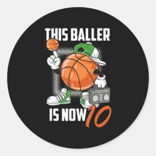 10e verjaardag Basketball Player Funny 10 jaar oud Ronde Sticker