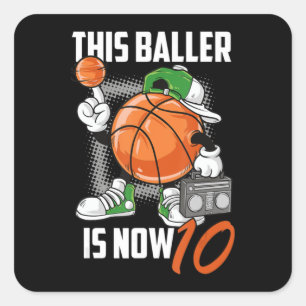10e verjaardag Basketball Player Funny 10 jaar oud Vierkante Sticker