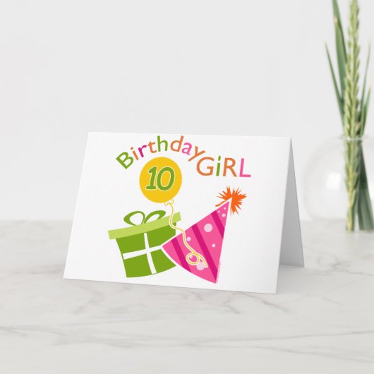 10e verjaardag - Birthday Girl Kaart (Voorkant)