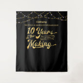 10e verjaardag Black Gold Lights Foto-achtergrond Wandkleed (Voorkant)