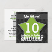 10e verjaardag Black Green White STARS V10A Kaart (Voorkant / Achterkant)