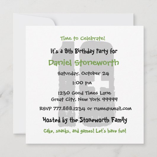 10e verjaardag Black Green White STARS V10A Kaart (Achterkant)