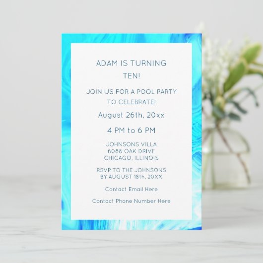 10e Verjaardag Blauw Abstract Artsy Cool Custom Ag Kaart (Staand voorkant)