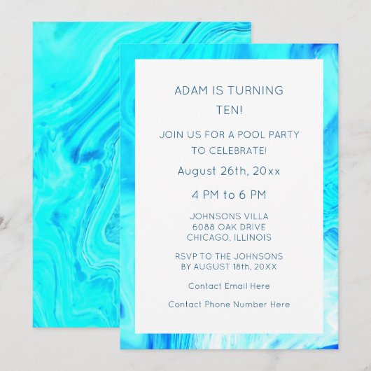 10e Verjaardag Blauw Abstract Artsy Cool Custom Ag Kaart (Voorkant / Achterkant)