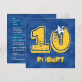 10e verjaardag Blauw en Goud Moderne Grunge G10 Kaart (Voorkant / Achterkant)