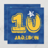 10e verjaardag Blauw en Goud Moderne Grunge G10B Kaart (Voorkant / Achterkant)