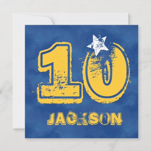 10e verjaardag Blauw en Goud Moderne Grunge G10B Kaart (Voorkant)