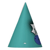 10e Verjaardag Blauw-Groen Bowling Feesthoedjes (Links)
