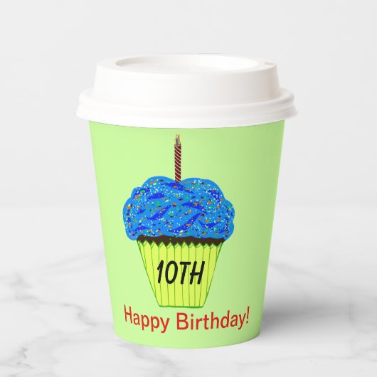 10e verjaardag blauwe cupcake ballonnen ELKE LEEFT Papieren Bekers (Voorkant)