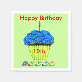10e verjaardag Blauwe Cupcake Elke LEEFTIJD Servetten