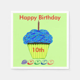 10e verjaardag Blauwe Cupcake Elke LEEFTIJD Servetten