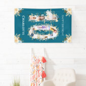 10e verjaardag Blauwgroen Bloem Foto Collage Yello Spandoek (Insitu)