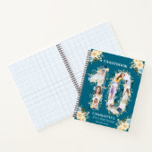 10e verjaardag Bloem Teal Foto Gele Gastenboek Notitieboek (Binnen)