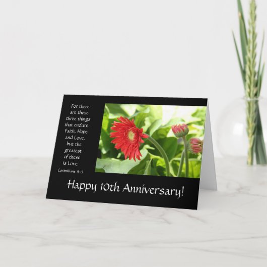 10e verjaardag, bloemrijk, bijbelvers over liefde kaart (Voorkant)