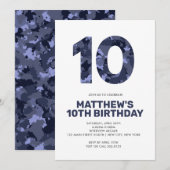 10e verjaardag, Blue Camo Personalized Party Kaart (Voorkant / Achterkant)