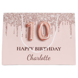 10e verjaardag blush roze glitter druppels groot cadeauzakje