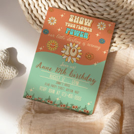 10e verjaardag bohemiaanse groovy style retro kaart