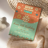 10e verjaardag bohemiaanse groovy style retro kaart