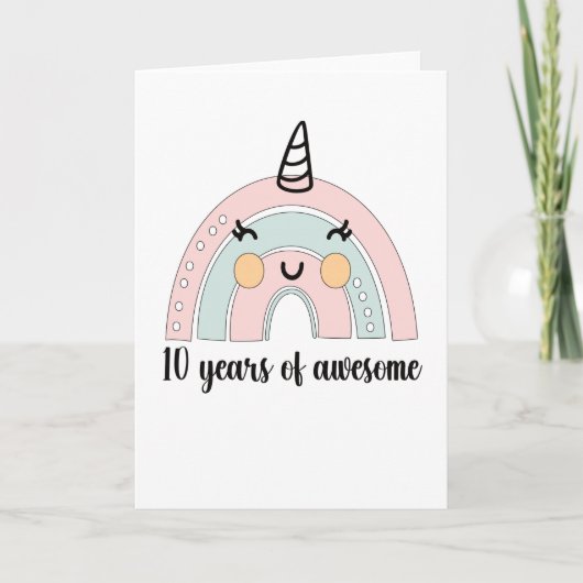 10e verjaardag Boho regenboog 10 jaar oud Unicorn Kaart (Voorkant)