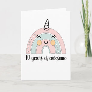 10e verjaardag Boho regenboog 10 jaar oud Unicorn Kaart
