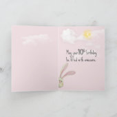 10e verjaardag Bunny op roze Kaart (Binnen)