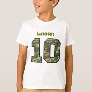 10e verjaardag Camo Eén jaar aangepaste naam V011 T-shirt