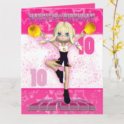 10e verjaardag cheerleader dansen, sterren in Blen Kaart (Gele Bloem)