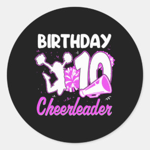10e verjaardag Cheerleader Meisje 10 Jaar Oud Chee Ronde Sticker