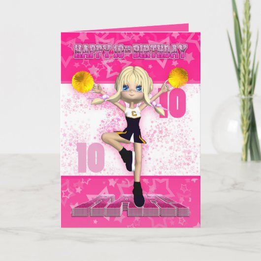 10e verjaardag Cheerleader Wenskaart Kaart (Voorkant)