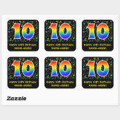 10e verjaardag: Colorful Music Symbols, Rainbow 10 Vierkante Sticker (Vel)