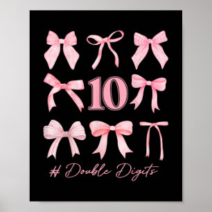 10e verjaardag Coquette Bow Dubbele cijfers Verjaa Poster