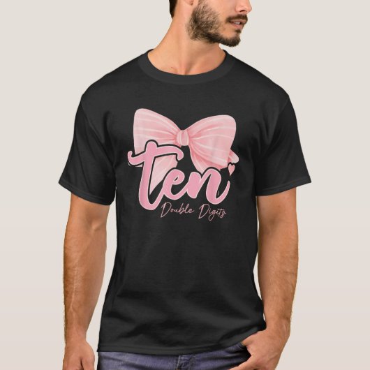 10e Verjaardag Coquette Bow Roze 10 Jaar Oude Gebo T-shirt (Voorkant)