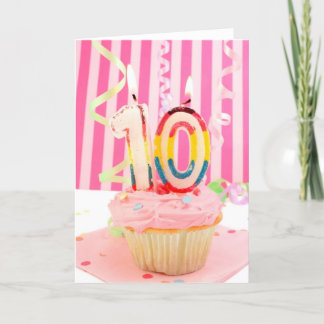 10e verjaardag cupcake in roze kaart