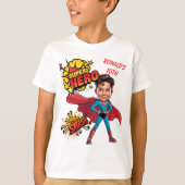 10e verjaardag Custom Superhero karikatuur T-shirt (Voorkant)