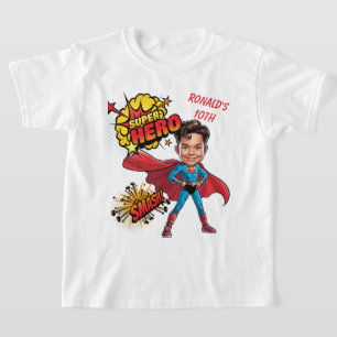 10e verjaardag Custom Superhero karikatuur T-shirt