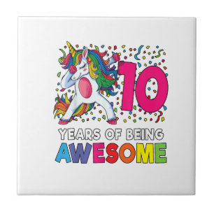 10e verjaardag Dabbing Unicorn Feest Cadeau 10 Jaa Tegeltje